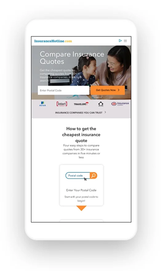 Insurancehotline.com on mobile screen