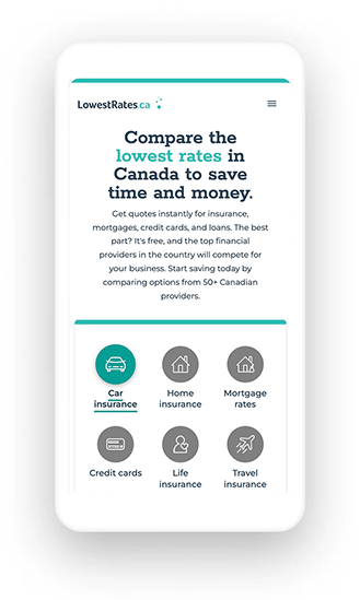 LowestRates.ca on mobile screen